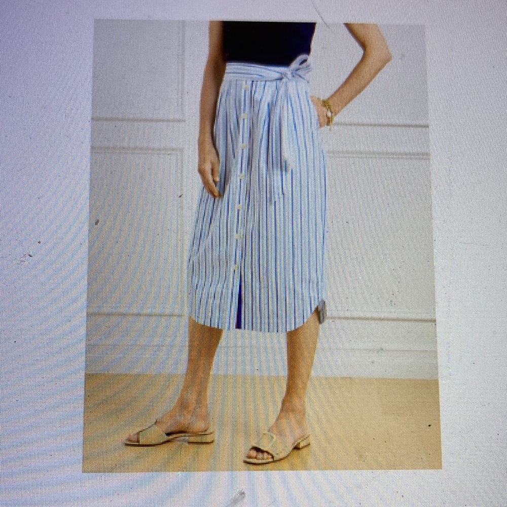 Talbots Blue and White Striped Midi Skirt